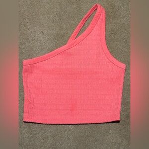 American Eagle AE One-Shoulder Coral-y Pink Tank Top